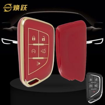 CAB1T1-Red-Gold Plating- Car Key Cover For Cadillac