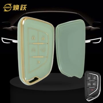 CAB1T1-Green-Gold Plating- Car Key Cover For Cadillac