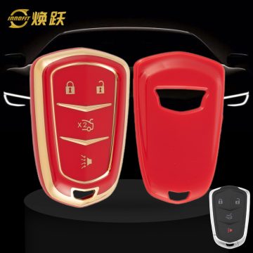 CAA6T1-Red-Gold Plating- Car Key Cover For Cadillac