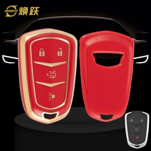 CAA6T1-Red-Gold Plating- Car Key Cover For Cadillac