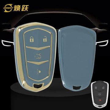 CAA6T1-Granny Grey-Gold Plating- Car Key Cover For Cadillac