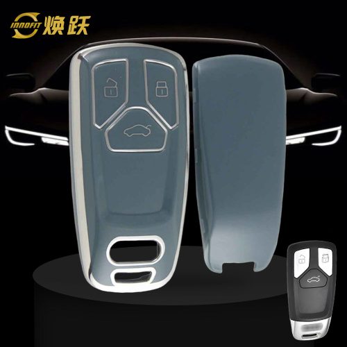 AUA1T1-Granny Grey-Silver Plating- Car Key Cover For Audi