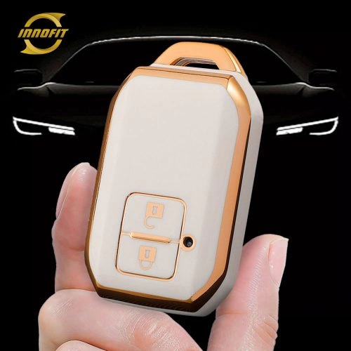 SUB2T1-White-Gold Plating- Car Key Cover For Suzuki