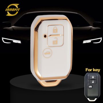 SUB3T1-White-Gold Plating- Car Key Cover For Suzuki
