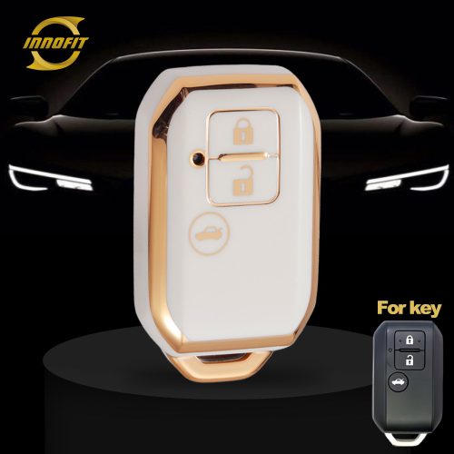 SUB3T1-White-Gold Plating- Car Key Cover For Suzuki