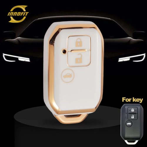 SUB3T1-White-Gold Plating- Car Key Cover For Suzuki