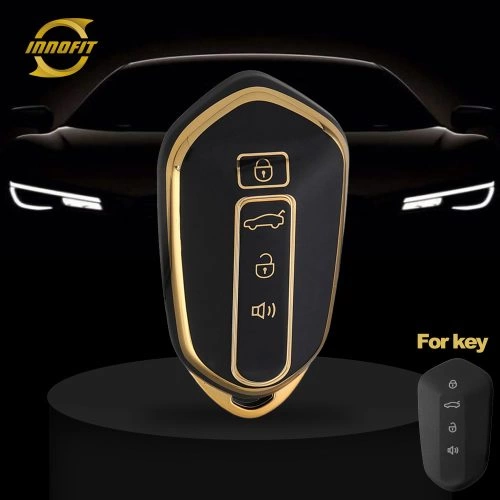 GEH1T1-Black-Gold Plating- Car Key Cover For Geely Auto