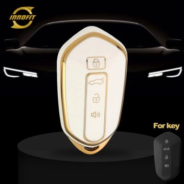 GEH1T1-White-Gold Plating- Car Key Cover For Geely Auto