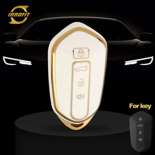 GEH1T1-White-Gold Plating- Car Key Cover For Geely Auto