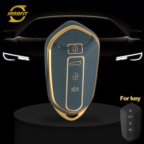 GEH1T1-Granny Grey-Gold Plating- Autoschlüssel Abdeckung für Geely Auto