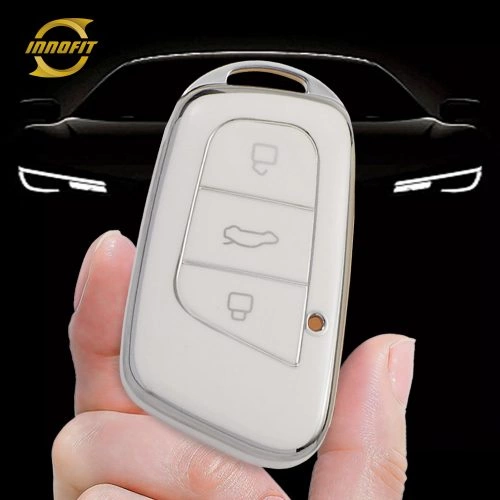 CRB1T1-White-Silver Plating- Car Key Cover For Chery