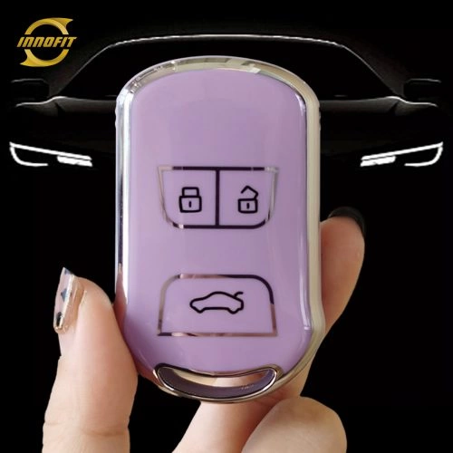 CRI1T1-Purple-Silver Plating- Car Key Cover For Chery
