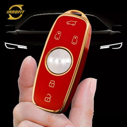 ROD1T1-Red-Gold Plating- Car Key Cover For Roewe Morris Garages
