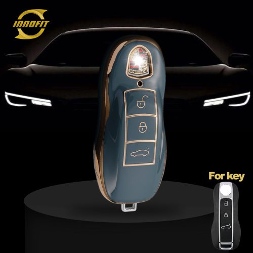 POB2T1-Granny Grey-Gold Plating- Car Key Cover For Porsche