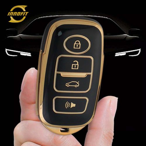 PEB3T1-Black-Gold Plating- Car Key Cover For Perodua