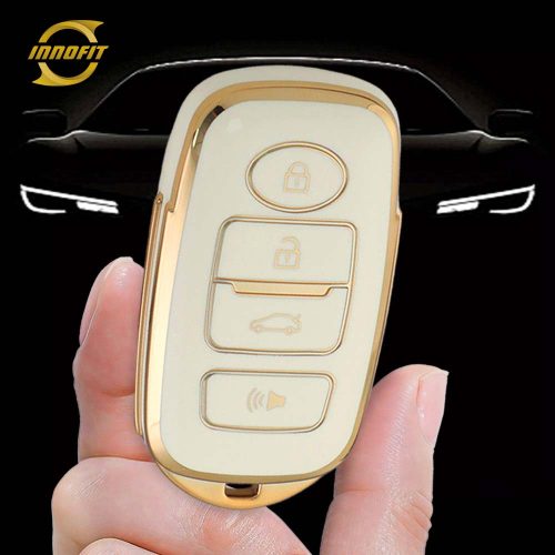 PEB3T1-White-Gold Plating- Car Key Cover For Perodua