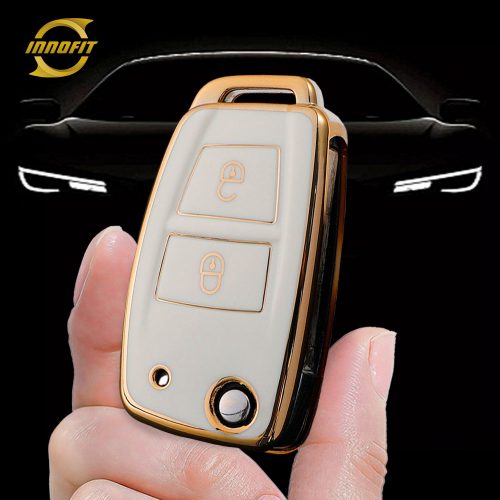 VEB1T1-White-Gold Plating- Car Key Cover For Venucia