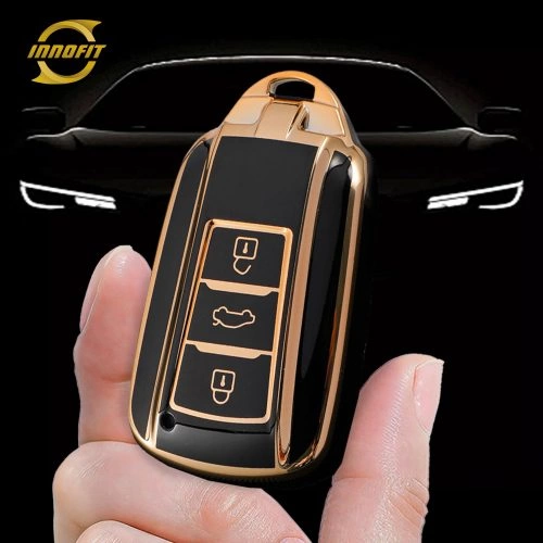VED1T1-Black-Gold Plating- Car Key Cover For Venucia