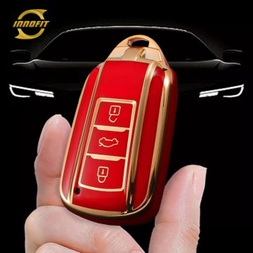 VED1T1-Red-Gold Plating- Car Key Cover For Venucia