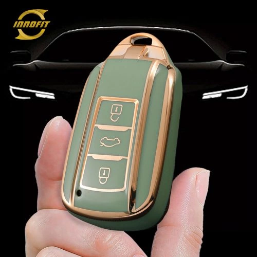 VED1T1-Green-Gold Plating- Car Key Cover For Venucia