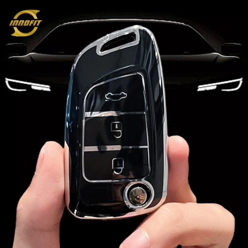 VEE1T1-Black-Silver Plating- Car Key Cover For Venucia
