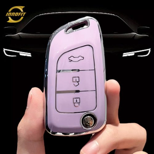 VEE1T1-Purple-Silver Plating- Car Key Cover For Venucia