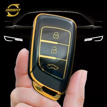 VEF1T1-Black-Gold Plating- Car Key Cover For Venucia