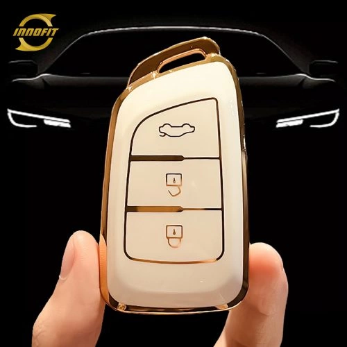 VEF1T1-White-Gold Plating- Car Key Cover For Venucia