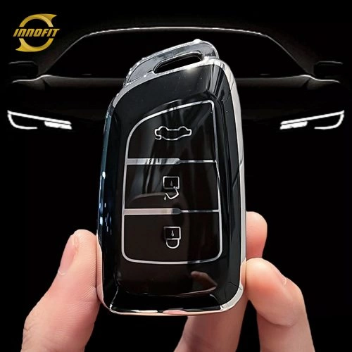 VEF1T1-Black-Silver Plating- Car Key Cover For Venucia