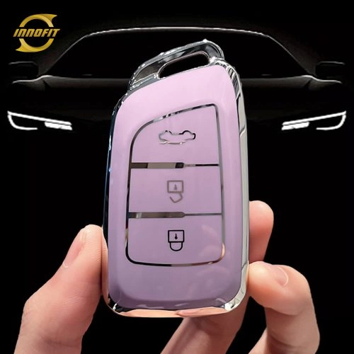 VEF1T1-Purple-Silver Plating- Car Key Cover For Venucia