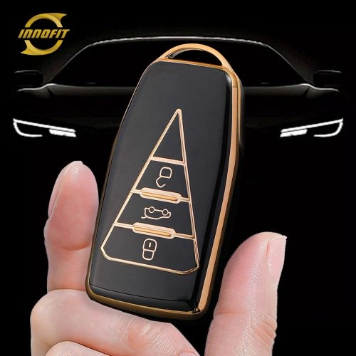 VEG1T1-Black-Gold Plating- Car Key Cover For Venucia