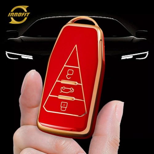 VEG1T1-Red-Gold Plating- Car Key Cover For Venucia
