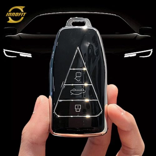 VEG1T1-Black-Silver Plating- Car Key Cover For Venucia