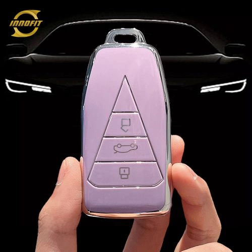 VEG1T1-Purple-Silver Plating- Car Key Cover For Venucia