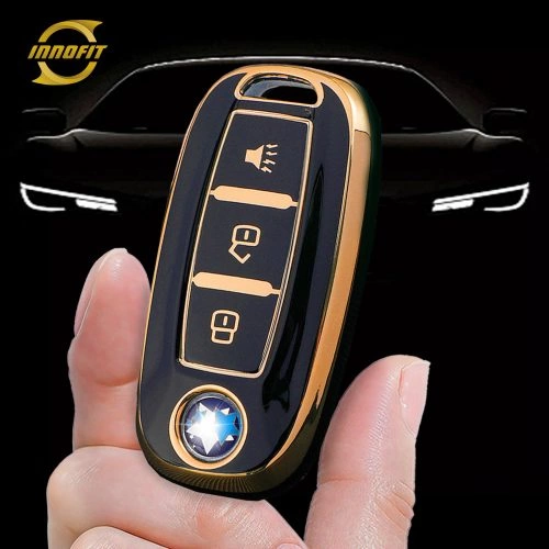 VEH1T1-Black-Gold Plating- Car Key Cover For Venucia