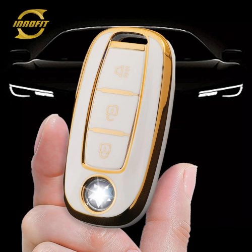 VEH1T1-White-Gold Plating- Car Key Cover For Venucia