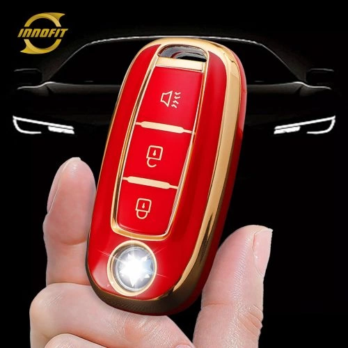 VEH1T1-Red-Gold Plating- Car Key Cover For Venucia