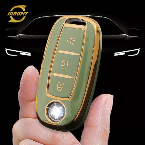 VEH1T1-Green-Gold Plating- Car Key Cover For Venucia