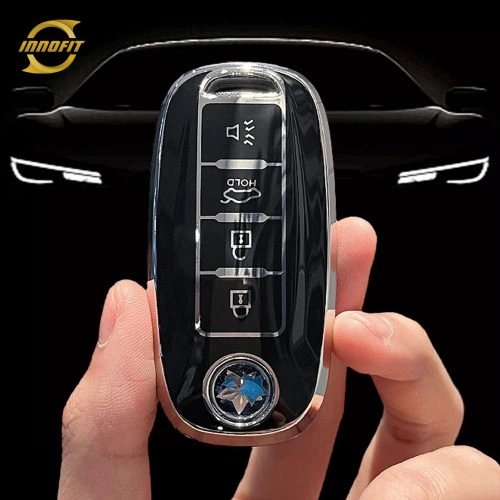 VEH2T1-Black-Silver Plating- Car Key Cover For Venucia