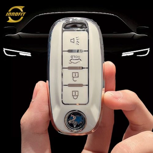 VEH2T1-White-Silver Plating- Car Key Cover For Venucia