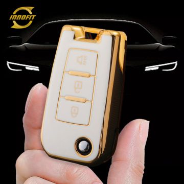 VEI1T1-White-Gold Plating- Car Key Cover For Venucia