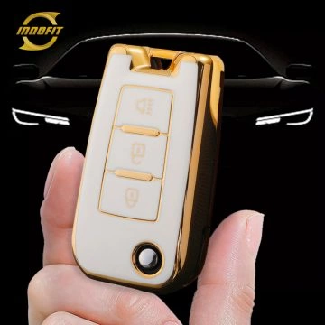 VEI1T1-White-Gold Plating- Car Key Cover For Venucia
