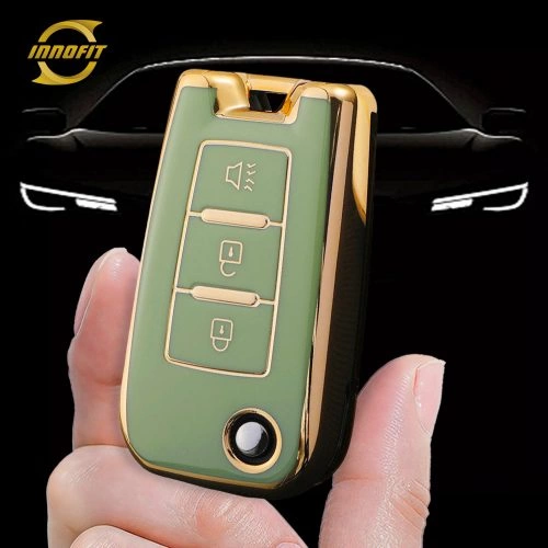 VEI1T1-Green-Gold Plating- Car Key Cover For Venucia