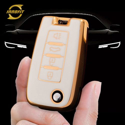 VEI2T1-White-Gold Plating- Car Key Cover For Venucia