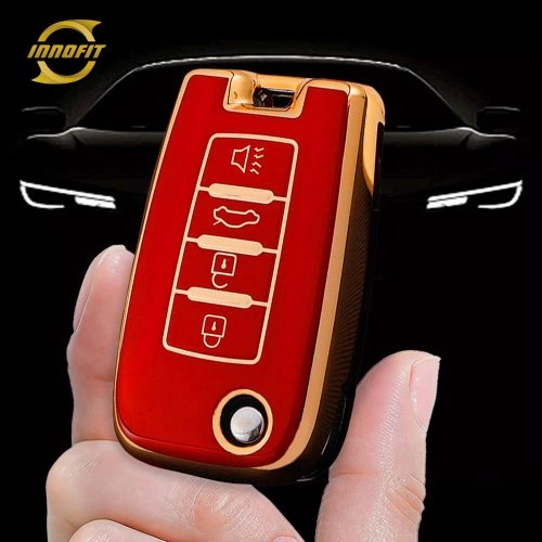 VEI2T1-Red-Gold Plating- Car Key Cover For Venucia