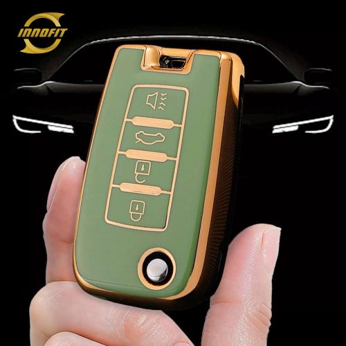 VEI2T1-Green-Gold Plating- Car Key Cover For Venucia