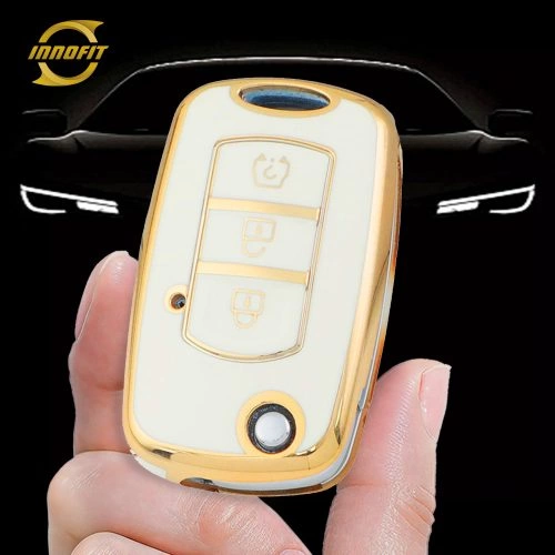 VEK1T1-White-Gold Plating- Car Key Cover For Venucia