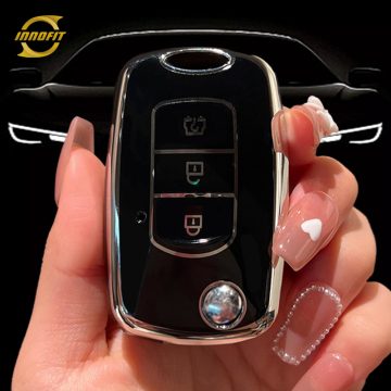 VEK1T1-Black-Silver Plating- Cubierta de la llave del coche para Venucia