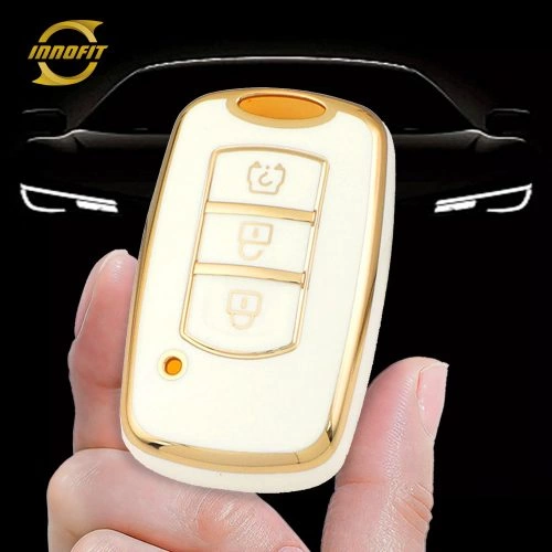 VEL1T1-White-Gold Plating- Car Key Cover For Venucia