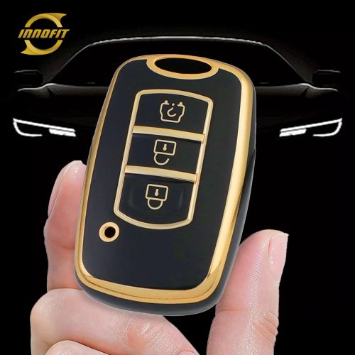 VEL1T1-Black-Gold Plating- Car Key Cover For Venucia